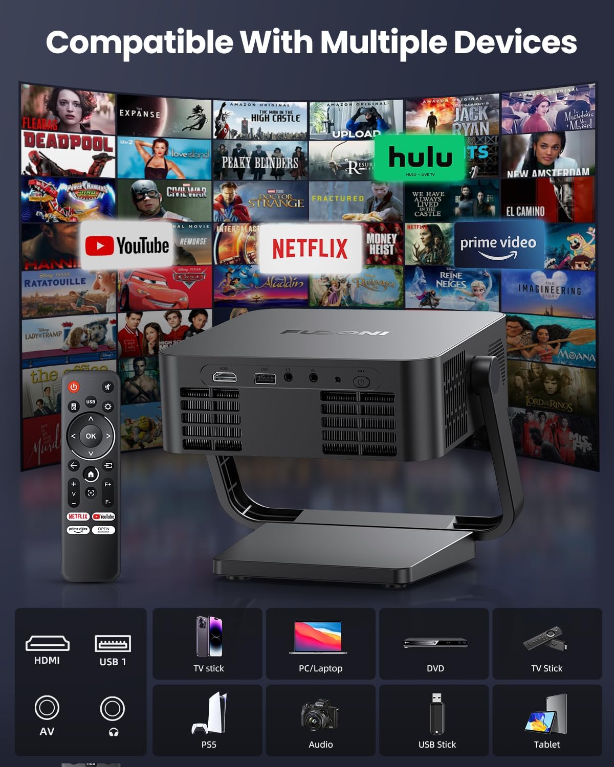 FUDONI Projector | 999 (50% Off)