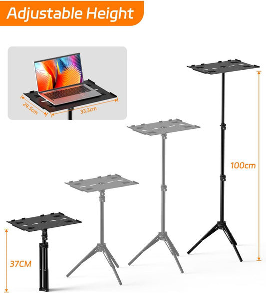 FUDONI Projector Stand Tripod from 14.5'' to 39.4'', Laptop Tripod Stand Height Adjustable for Home Cinema, Office FUDONI