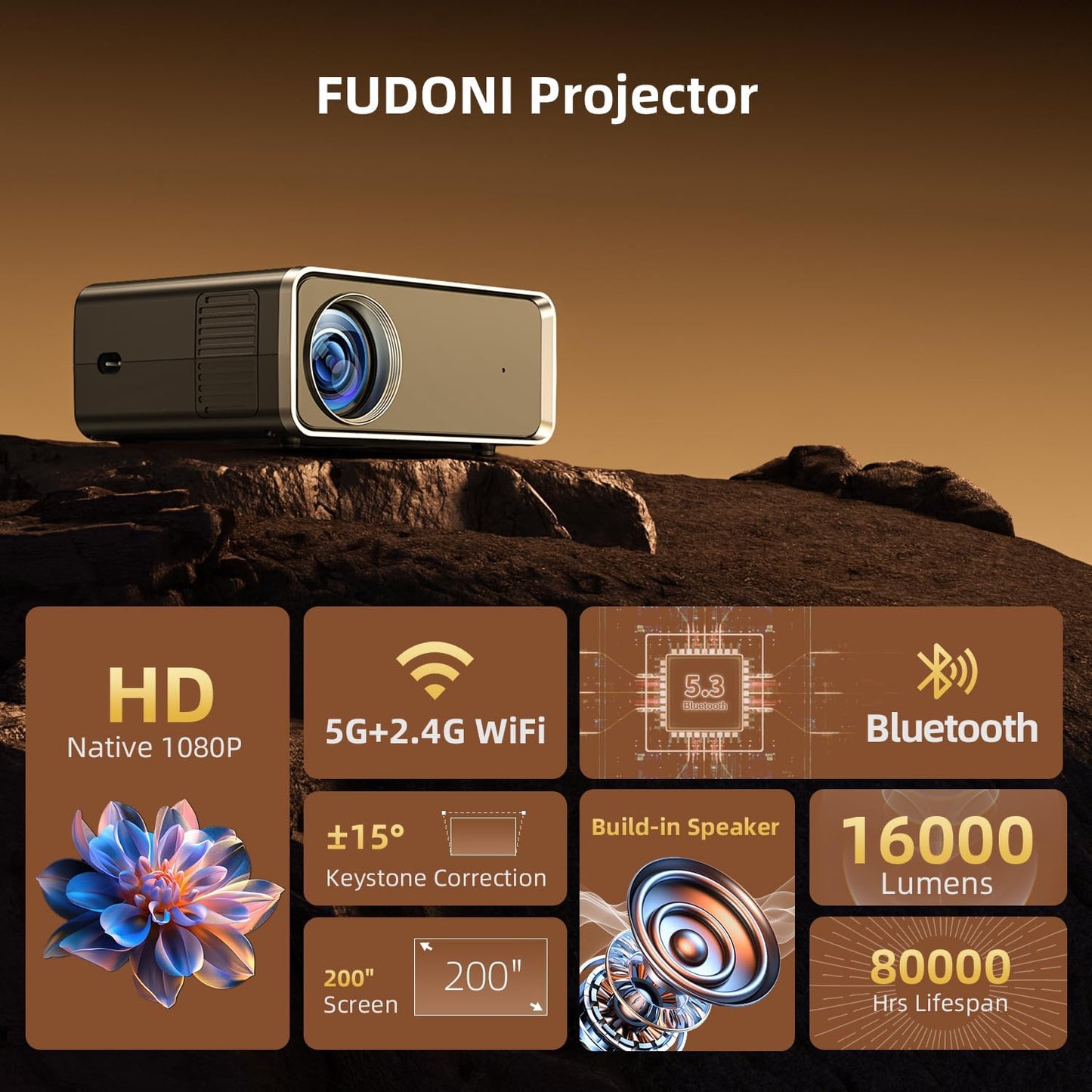 FUDONI Projector | 66 (30% Off) FUDONI