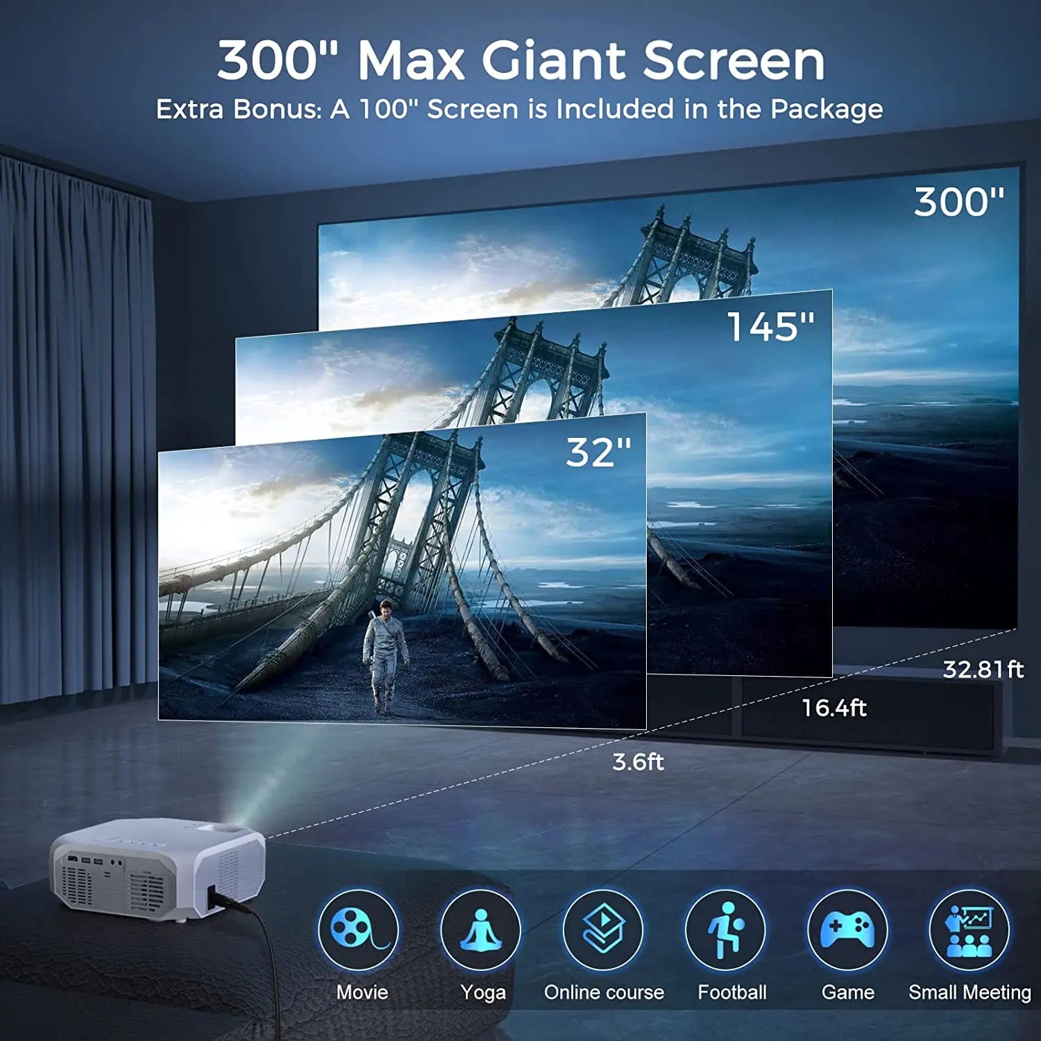 10000lms 5G Proyector WiFi Home Theater Nativo 1080P Proyector 4K Película  PPT 16 GB