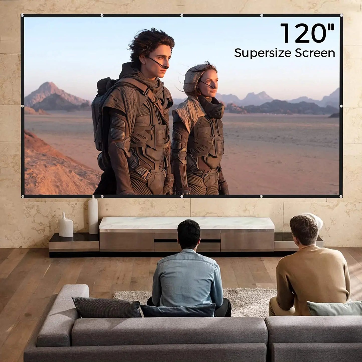 New Year Sale - Projector Screen 120 inch, FUDONI Outdoor Movie Screen 16:9 Foldable Washable Anti-Crease, Portable Projector Screen Outdoor Indoor Double Sided Projection Screen for Home Theater Camping Party Office FUDONI