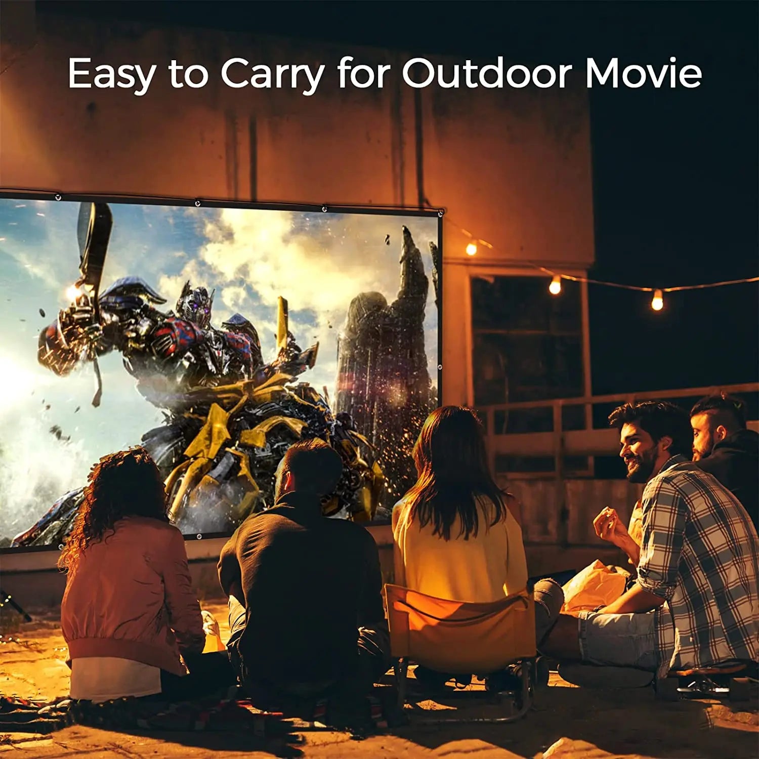 New Year Sale - Projector Screen 120 inch, FUDONI Outdoor Movie Screen 16:9 Foldable Washable Anti-Crease, Portable Projector Screen Outdoor Indoor Double Sided Projection Screen for Home Theater Camping Party Office FUDONI