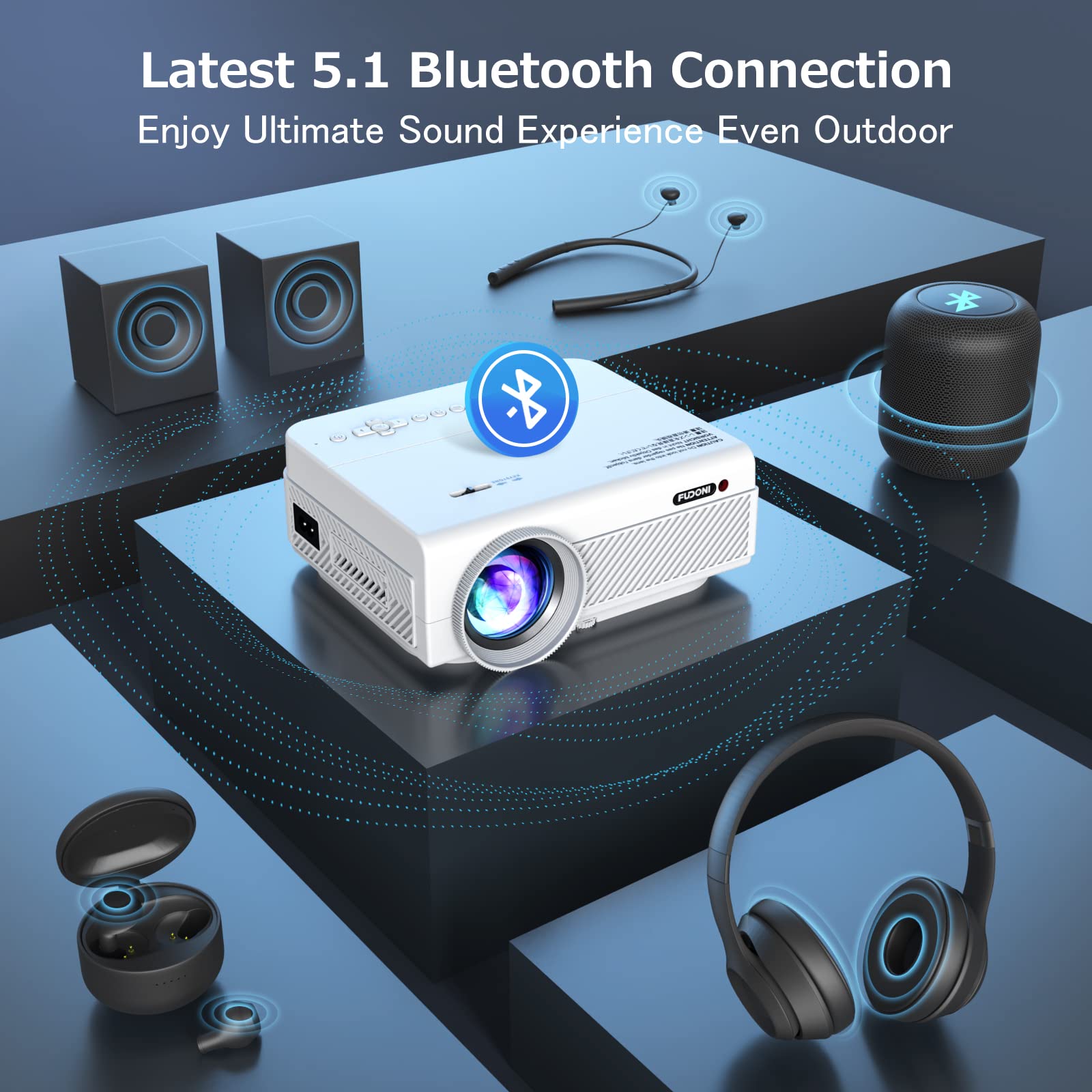 Proyector portátil 4K + WiFi + 5.0 Bluetooth + 4500 lúmenes